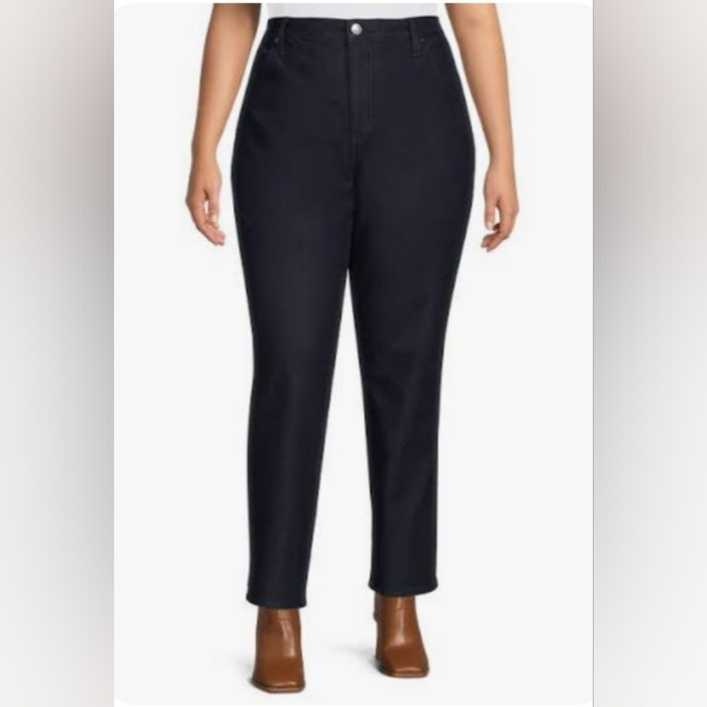 Terra & Sky Women's Plus Size 26W Core Straight Leg Jeans Dark Wash NWT